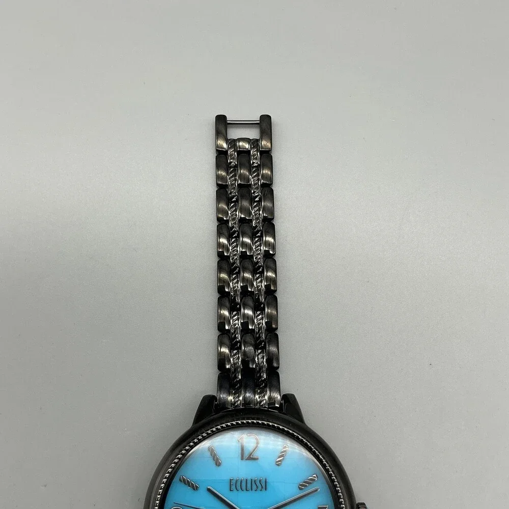 Ecclissi 33822 Womens Watch 36mm Blue Dial Sterling Silver in Box New Battery